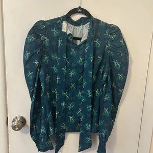 BRAND NEW! Shop the Mint Be A Stand Out Emerald Green Floral Puff Sleeve Blouse